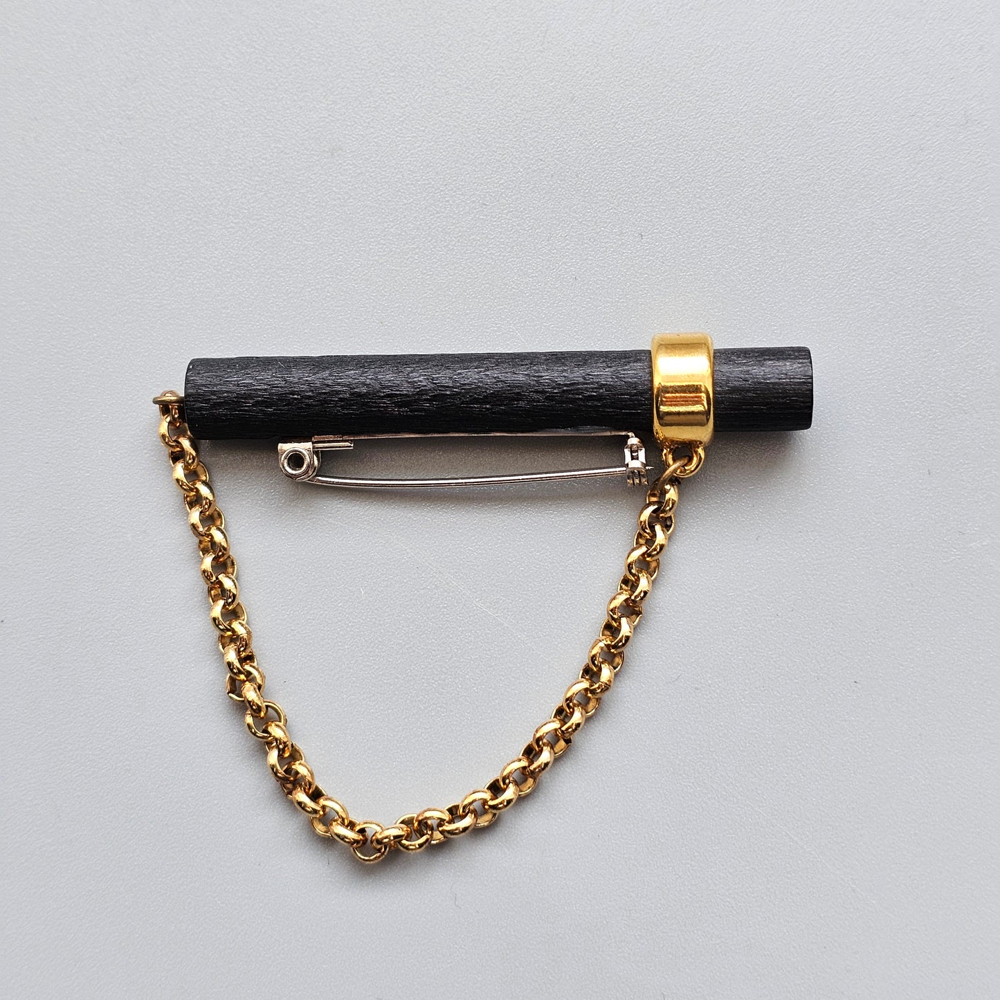 Vintage 1990s Aarikka Finland Black Wooden Brooch – Modernist Scandinavian Design