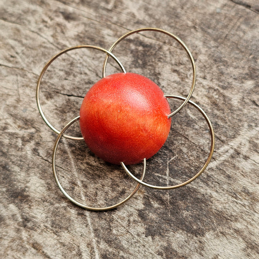 Vintage 1990s Aarikka Finland Red Wooden Brooch – Modernist Scandinavian Design