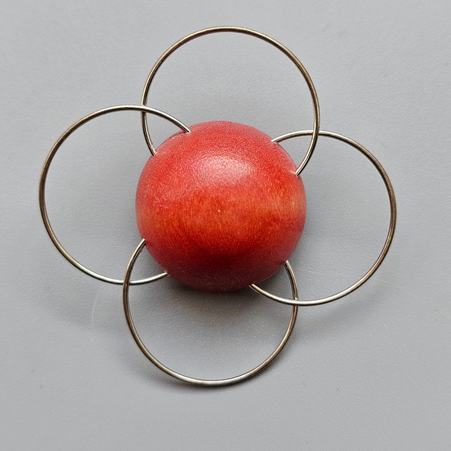 Vintage 1990s Aarikka Finland Red Wooden Brooch – Modernist Scandinavian Design