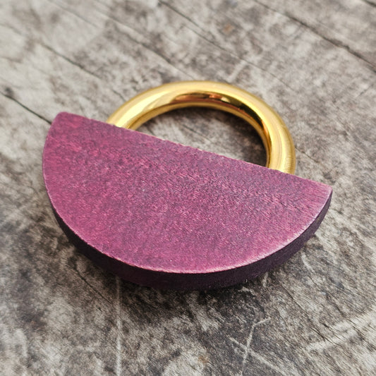 Vintage 1990s Aarikka Finland Purple Wooden Brooch – Modernist Scandinavian Design