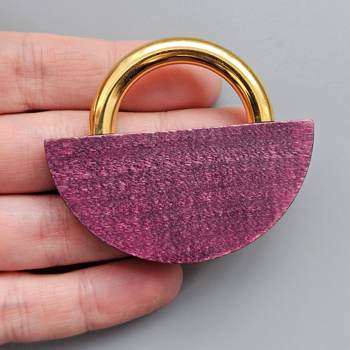 Vintage 1990s Aarikka Finland Purple Wooden Brooch – Modernist Scandinavian Design