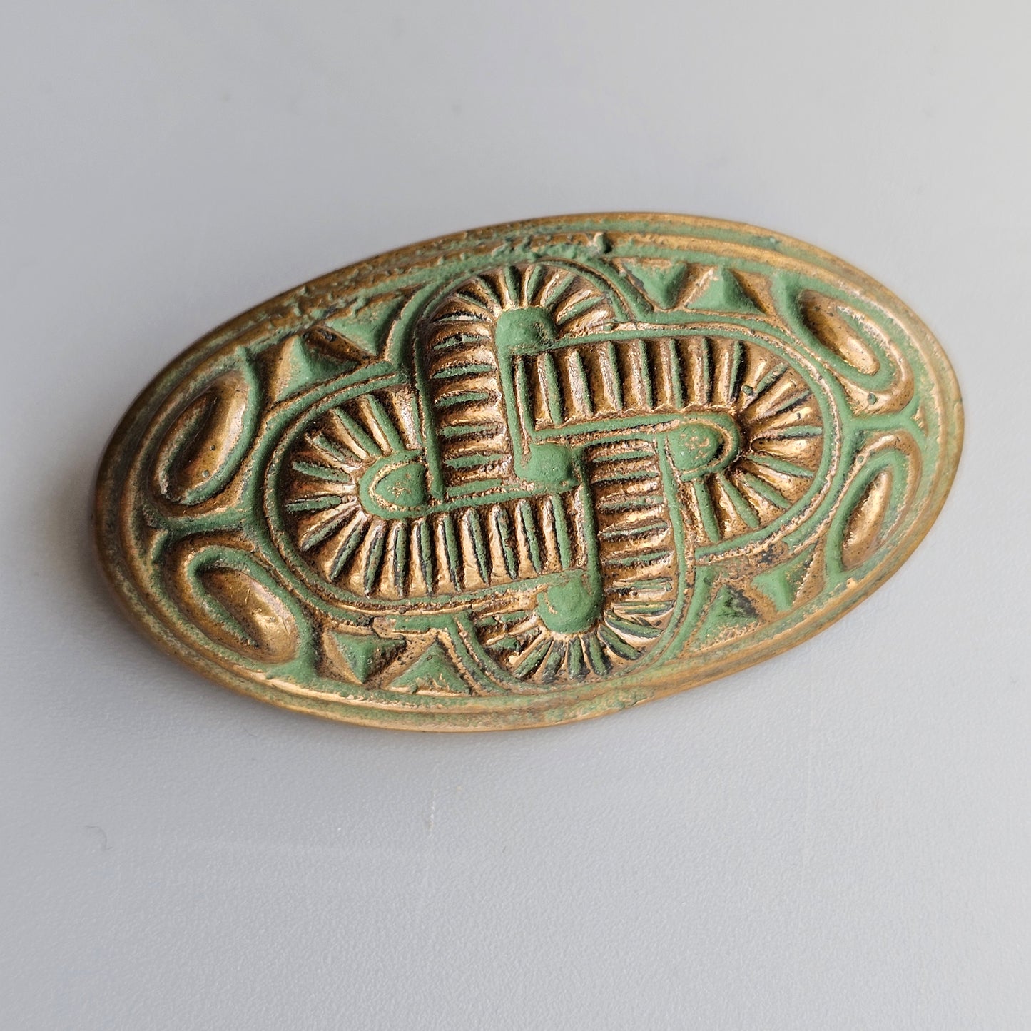 Kalevala Koru Bronze Osmansolki Brooch – Finnish 11th Century Style Oval Shield Brooch