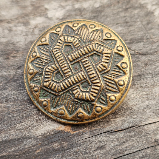 Kalevala Koru Bronze Crusade Era Style Brooch with Solomon’s Knot – Finnish 12th Century Inspired Design