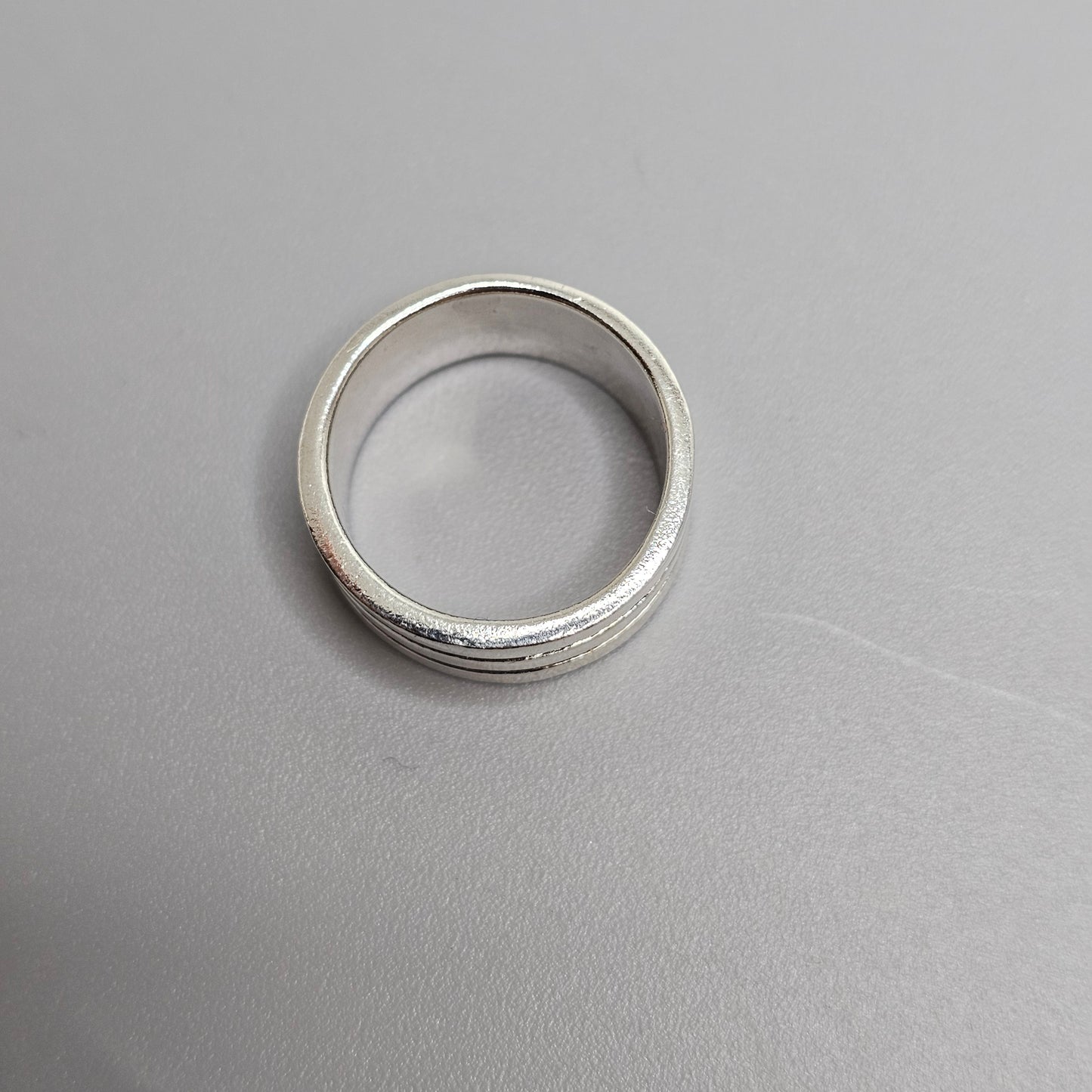 Vintage Finnish Sterling Silver Striped Ring Band - UK Ring Size M 1/2 - US Ring Size 6.25