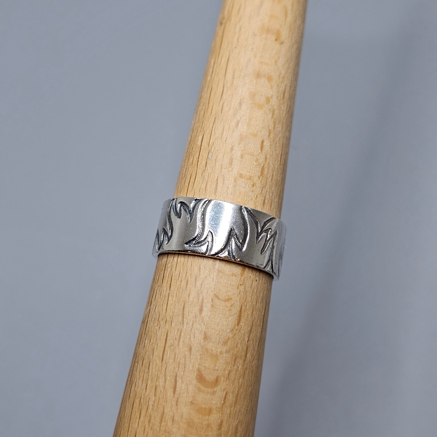 Vintage Finnish Sterling Silver Patterned Band Ring - UK Ring Size L -  US Ring Size 5.75