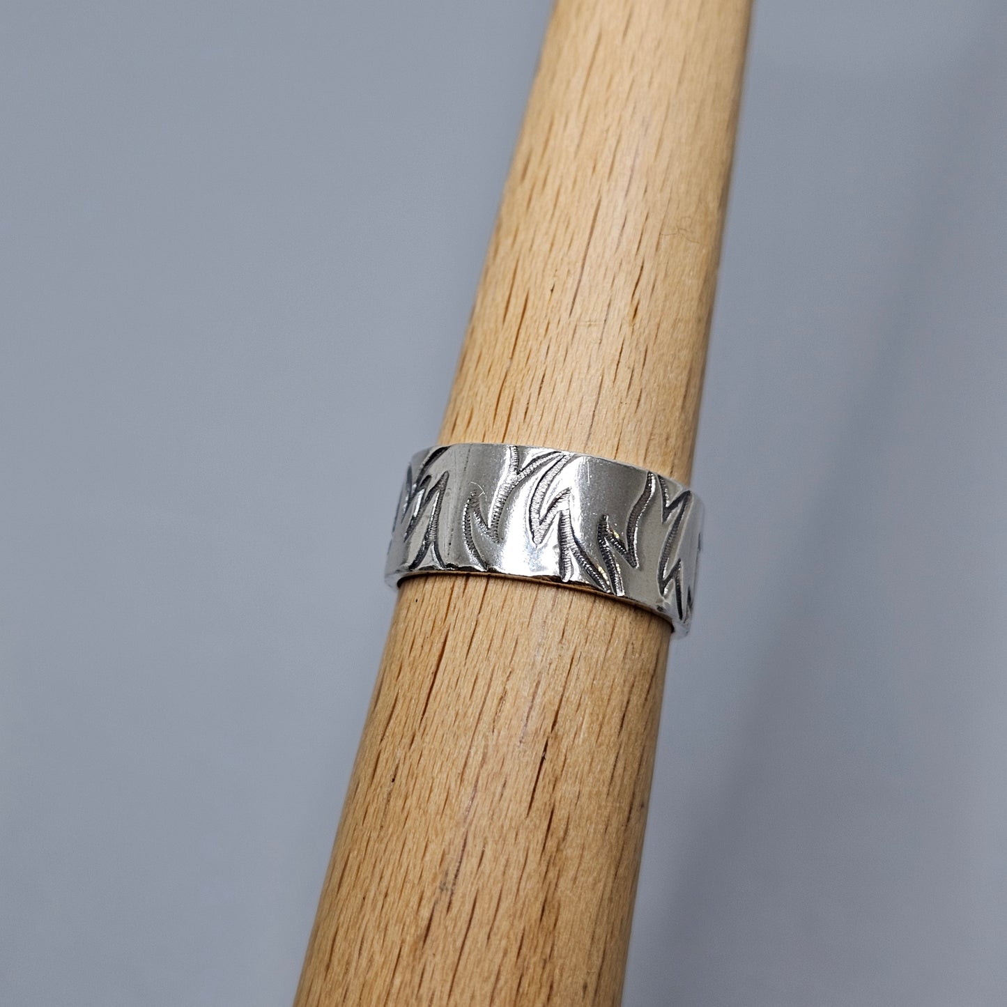 Vintage Finnish Sterling Silver Patterned Band Ring - UK Ring Size L -  US Ring Size 5.75