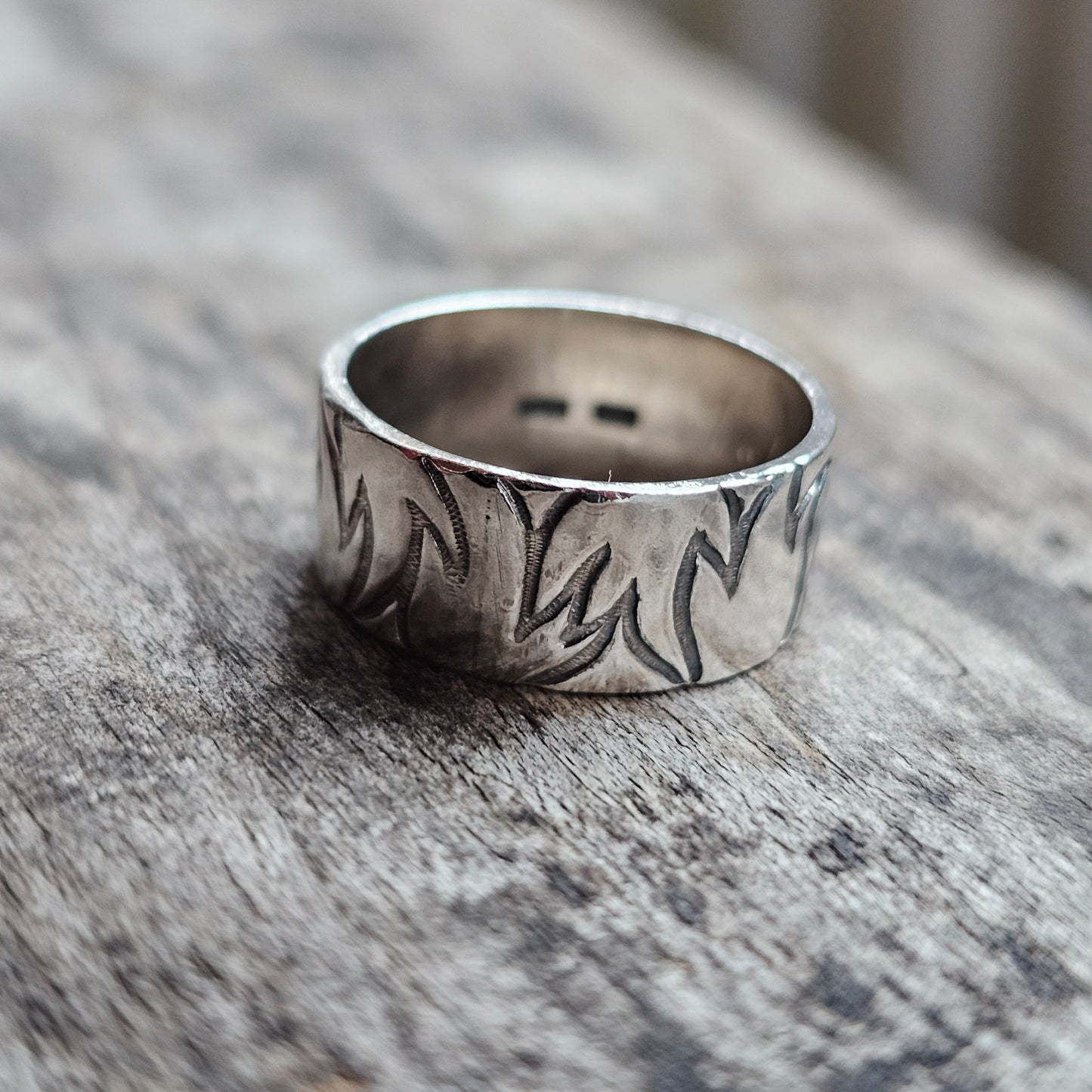 Vintage Finnish Sterling Silver Patterned Band Ring - UK Ring Size L -  US Ring Size 5.75
