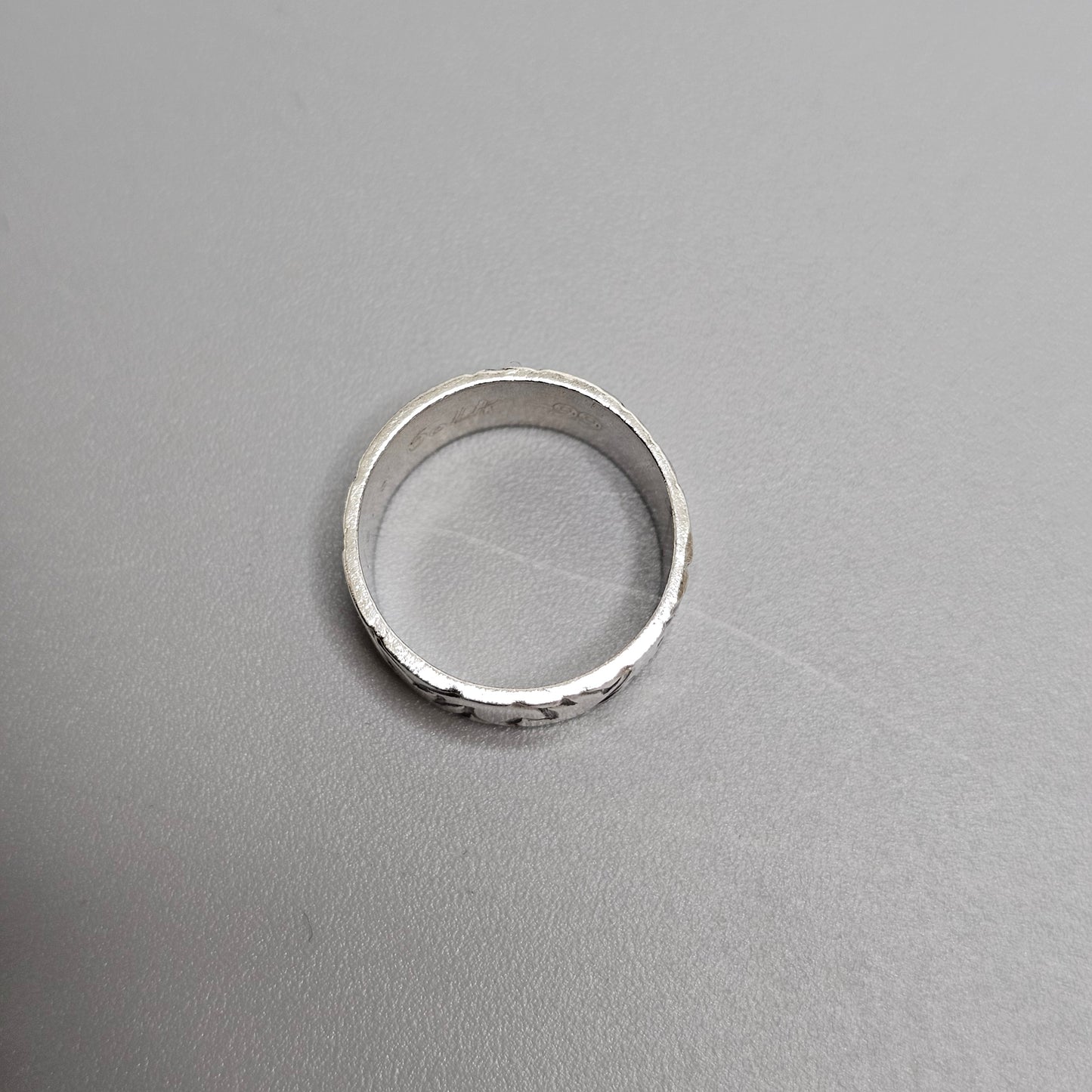 Vintage Finnish Sterling Silver Patterned Band Ring - UK Ring Size L -  US Ring Size 5.75