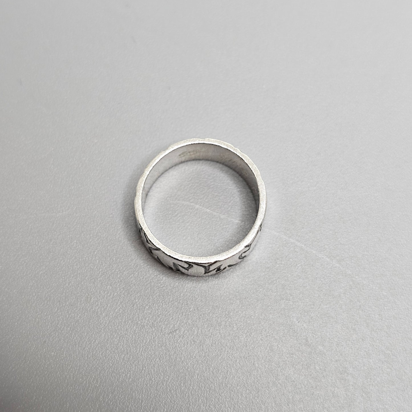 Vintage Finnish Sterling Silver Patterned Band Ring - UK Ring Size L -  US Ring Size 5.75