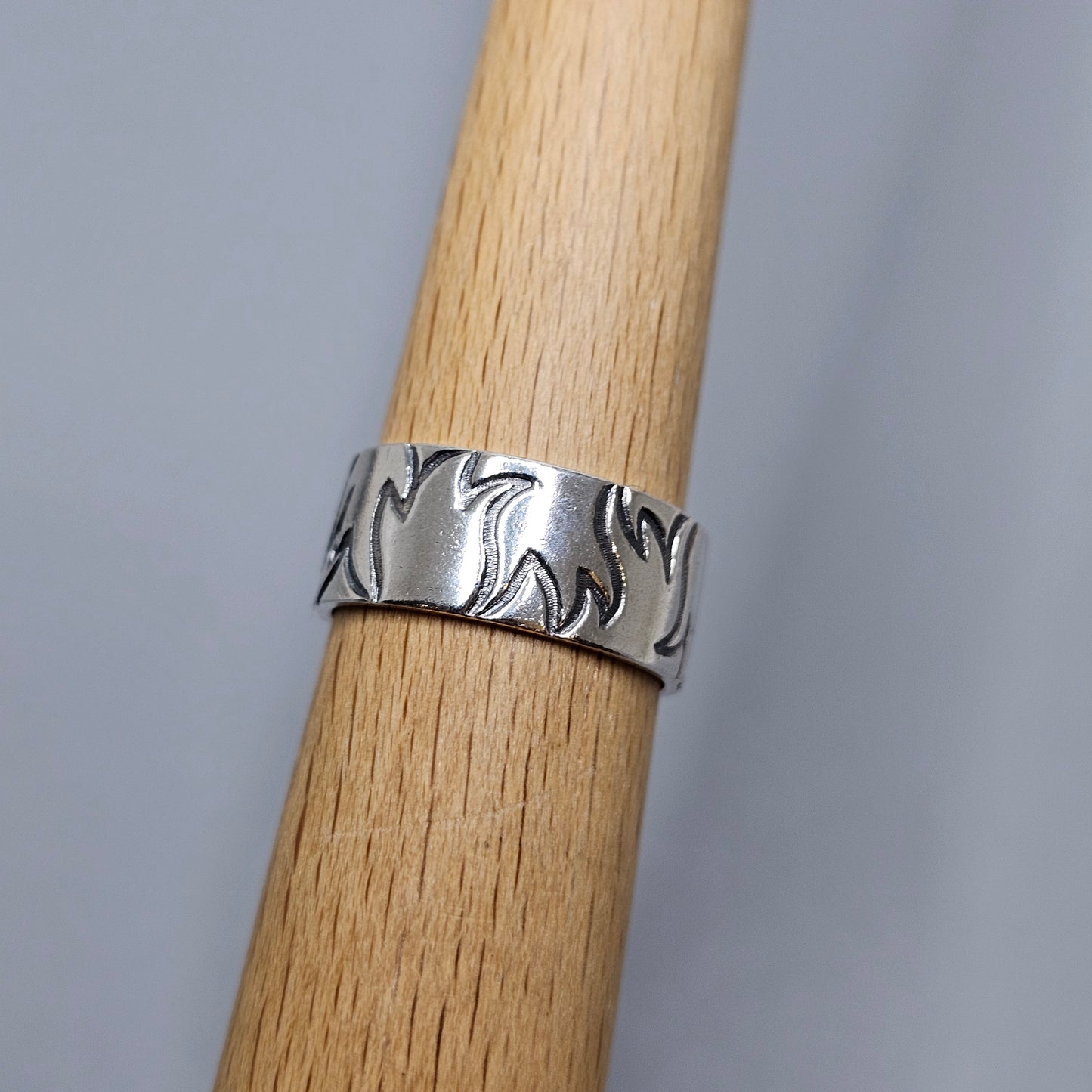 Vintage Finnish Sterling Silver Patterned Band Ring - UK Ring Size L -  US Ring Size 5.75