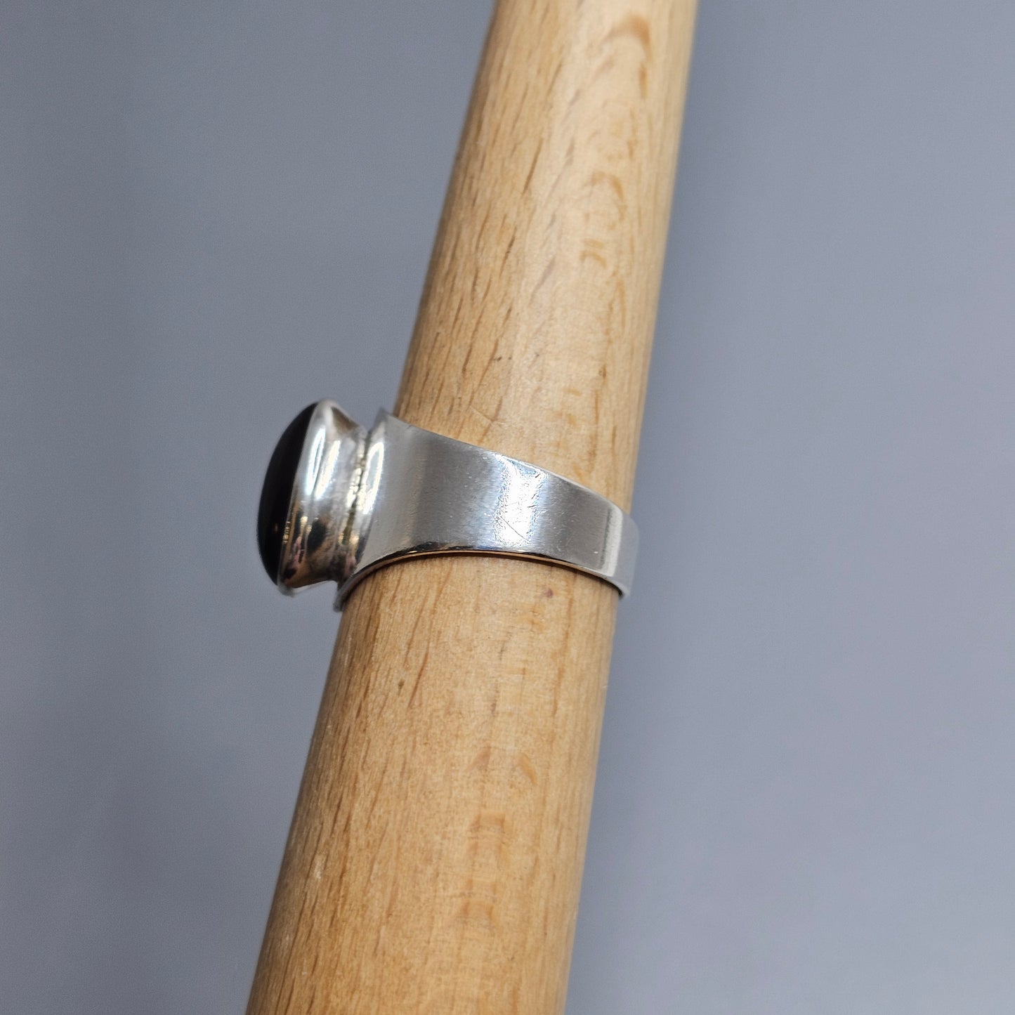 1960s Finnish Silver & Tiger’s Eye Modernist Ring — Kultaseppä Salovaara - UK Ring Size O -  US Ring Size 7 - 1962