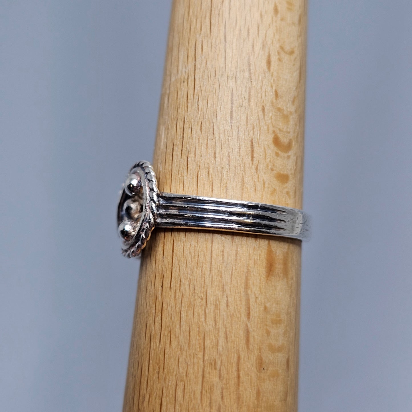 Vintage Finnish Medieval / Viking Style Sterling Silver Ring - UK Ring Size Q -  US Ring Size 8