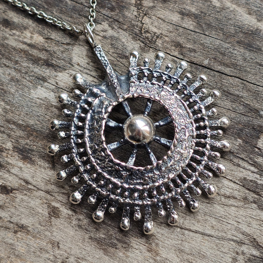 Swedish Brutalist Silver Necklace Pendant Designed by Finnish Alpo Tammi Hallmarked 1974