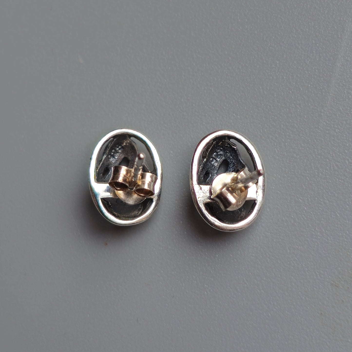 Vintage Sterling Silver Celtic Knot Oval Stud Earrings