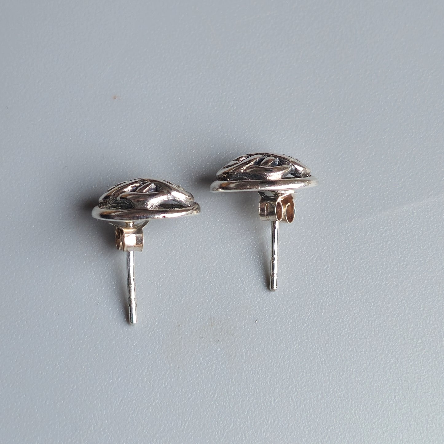 Vintage Sterling Silver Celtic Knot Oval Stud Earrings