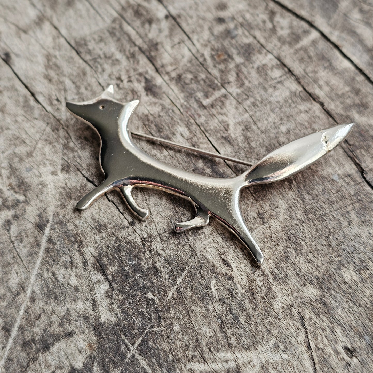 Finnish Sterling Silver Fox Brooch by Taiga Koru