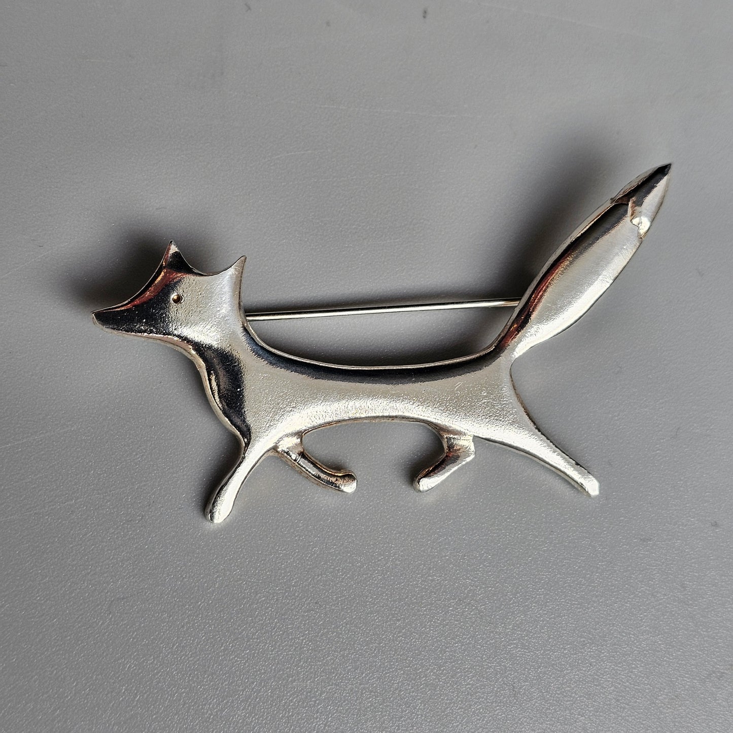 Finnish Sterling Silver Fox Brooch by Taiga Koru