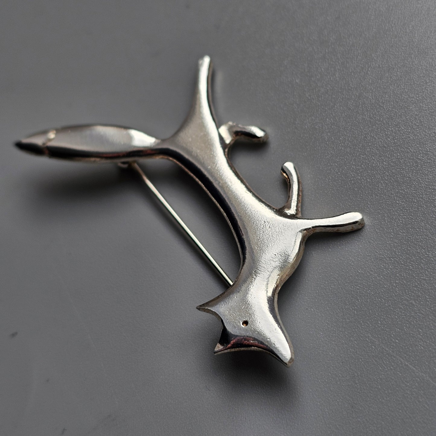 Finnish Sterling Silver Fox Brooch by Taiga Koru