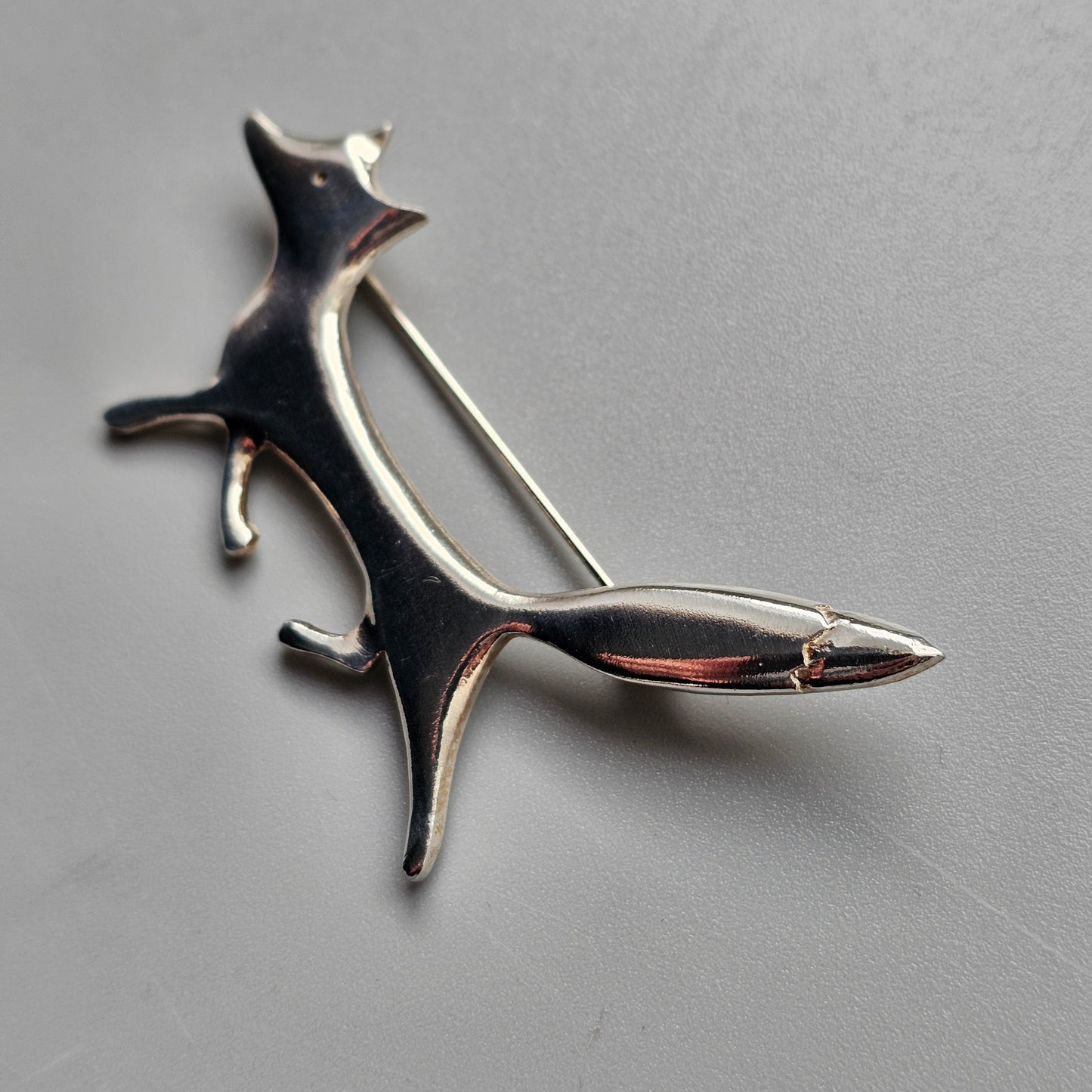 Finnish Sterling Silver Fox Brooch by Taiga Koru