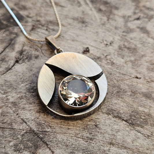 Vintage Sterling Silver & Rock Crystal Necklace Pendant by Karl Laine & Finnfeelings 1978