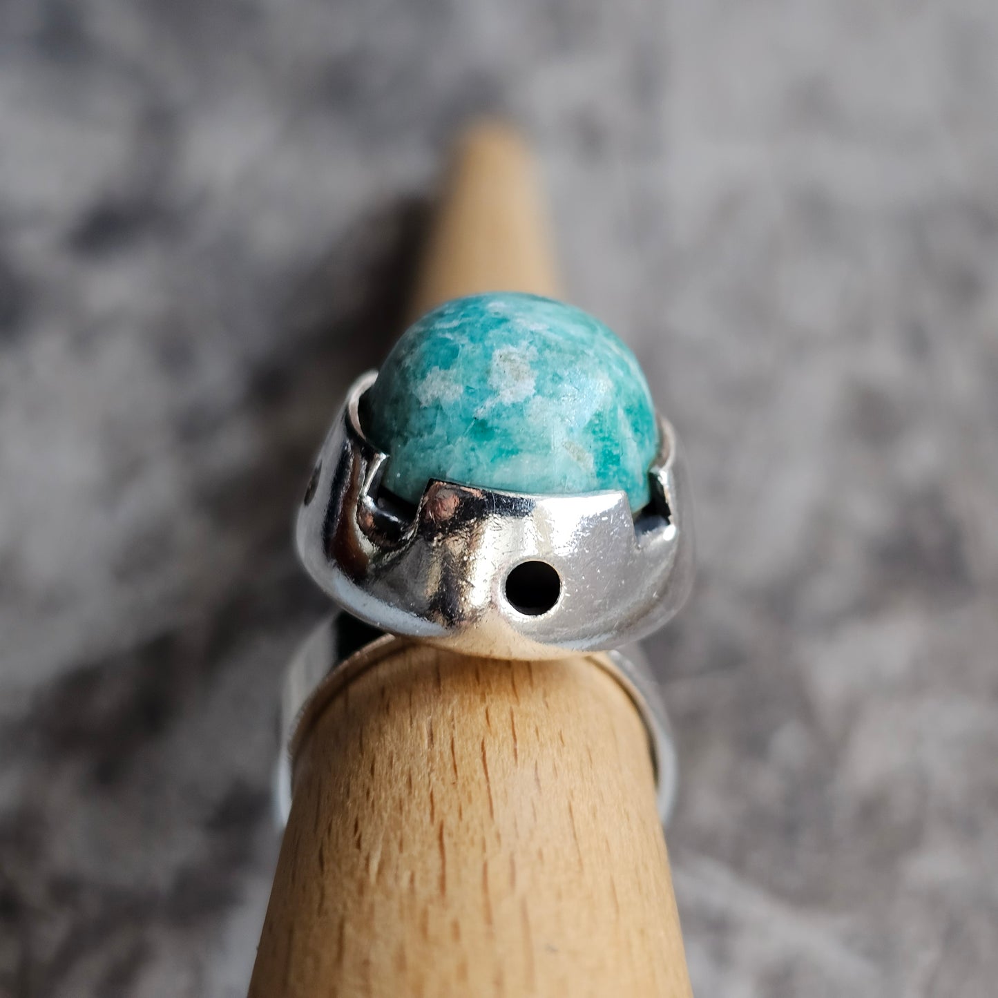 1960s Finnish Modernist Silver & Amazonite Ring — Martti Viikinniemi - UK Ring Size N 1/2 -  US Ring Size 7 - 1966