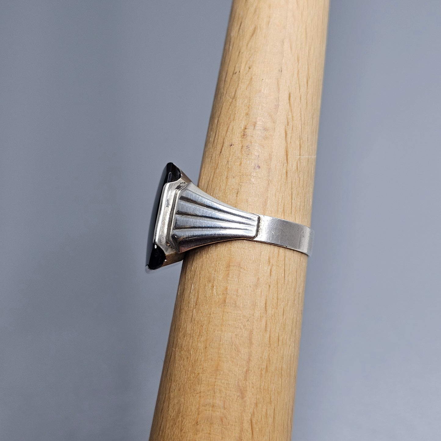 Vintage 1970s Finnish Silver & Onyx Signet Ring - UK Ring Size P 1/2 -  US Ring Size 7.75 - 1972