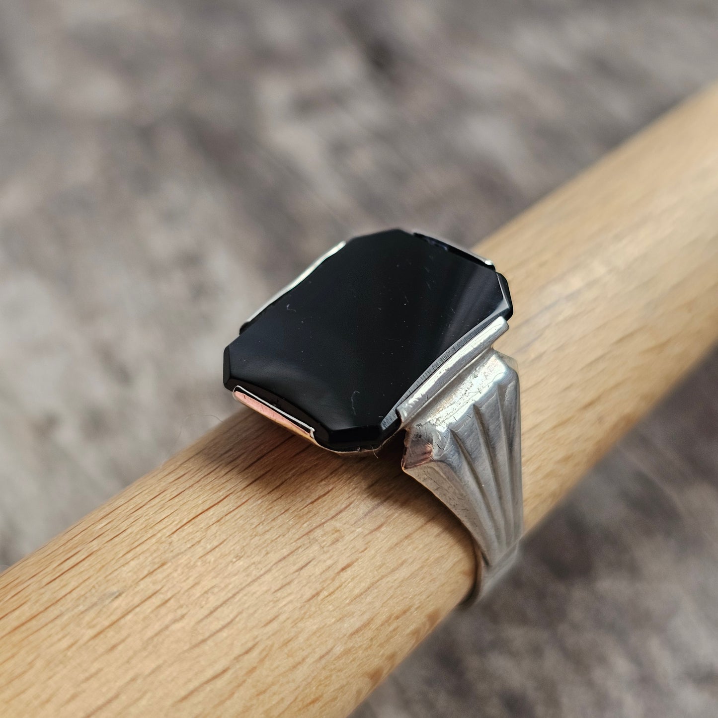 Vintage 1970s Finnish Silver & Onyx Signet Ring - UK Ring Size P 1/2 -  US Ring Size 7.75 - 1972