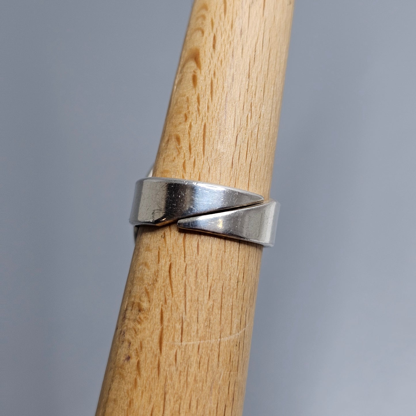 Finnish Modernist Sterling Silver & Blue Enamel Ring — Pekka Piekäinen — Marquise - UK Ring Size L -  US Ring Size 5.75