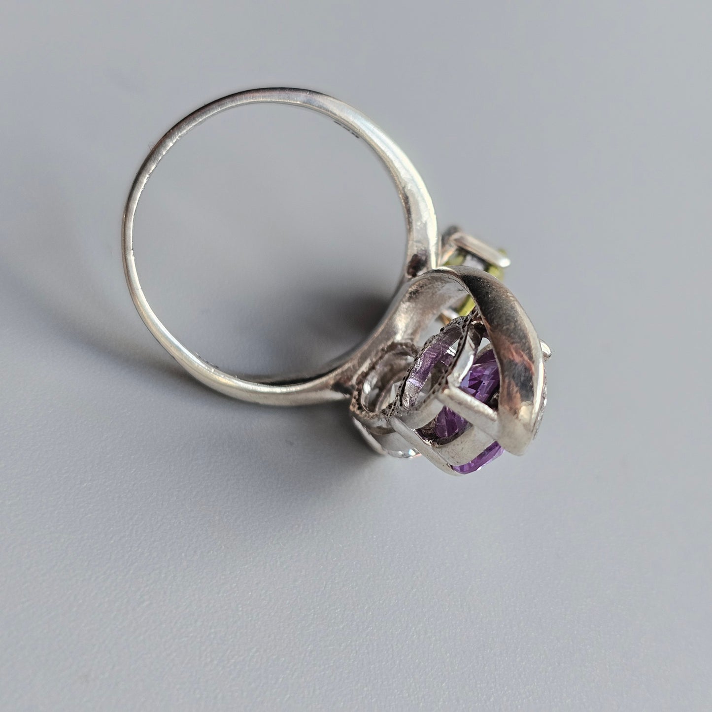 Contemporary Swedish Indo Nordic Sterling Silver & Cubic Zirconia Ring  - UK Ring Size U -  US Ring Size 10