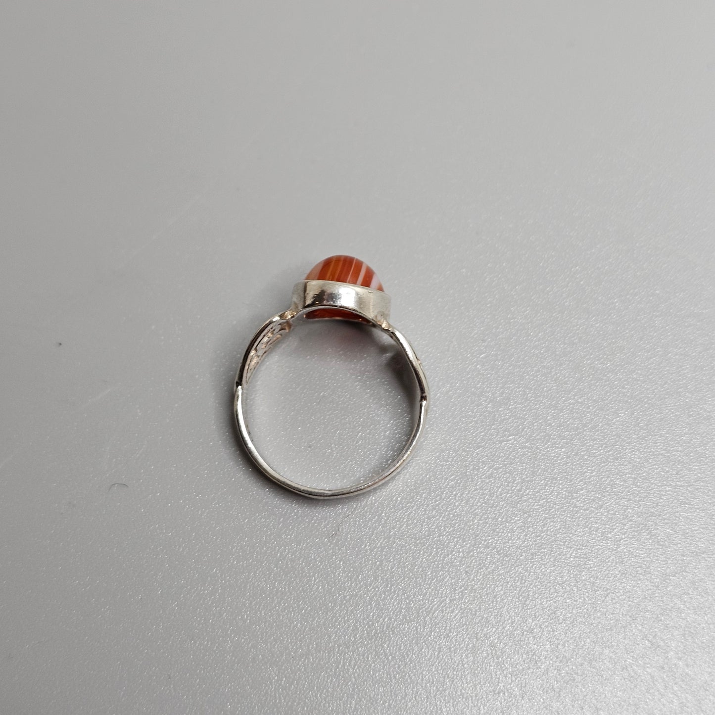Vintage Silver & Carnelian Agate Ring - UK Ring Size K 1/2 -  US Ring Size 5.5
