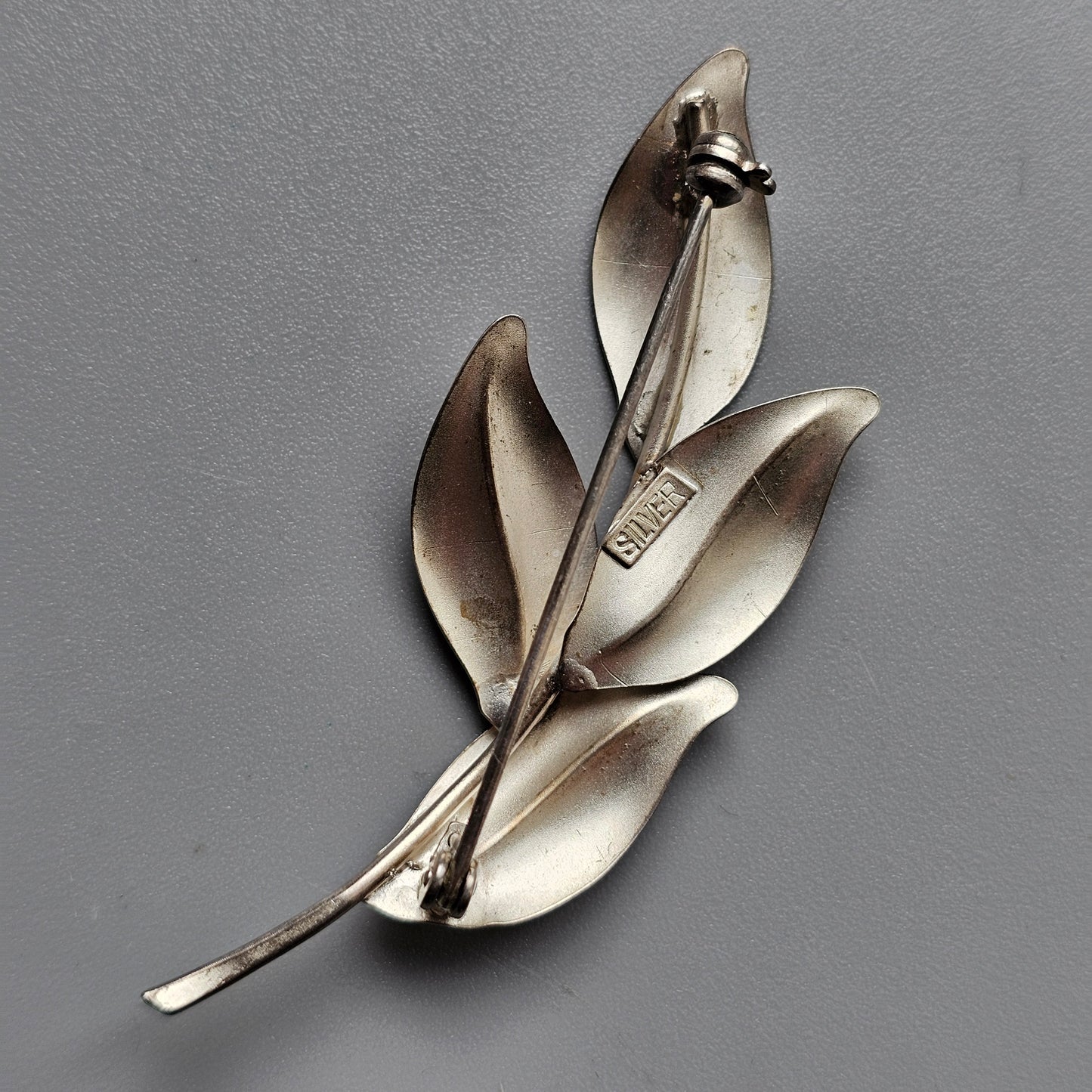 Modernist Vintage Silver Leaf Brooch