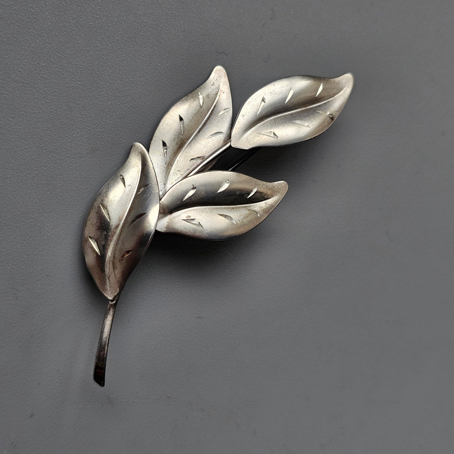 Modernist Vintage Silver Leaf Brooch