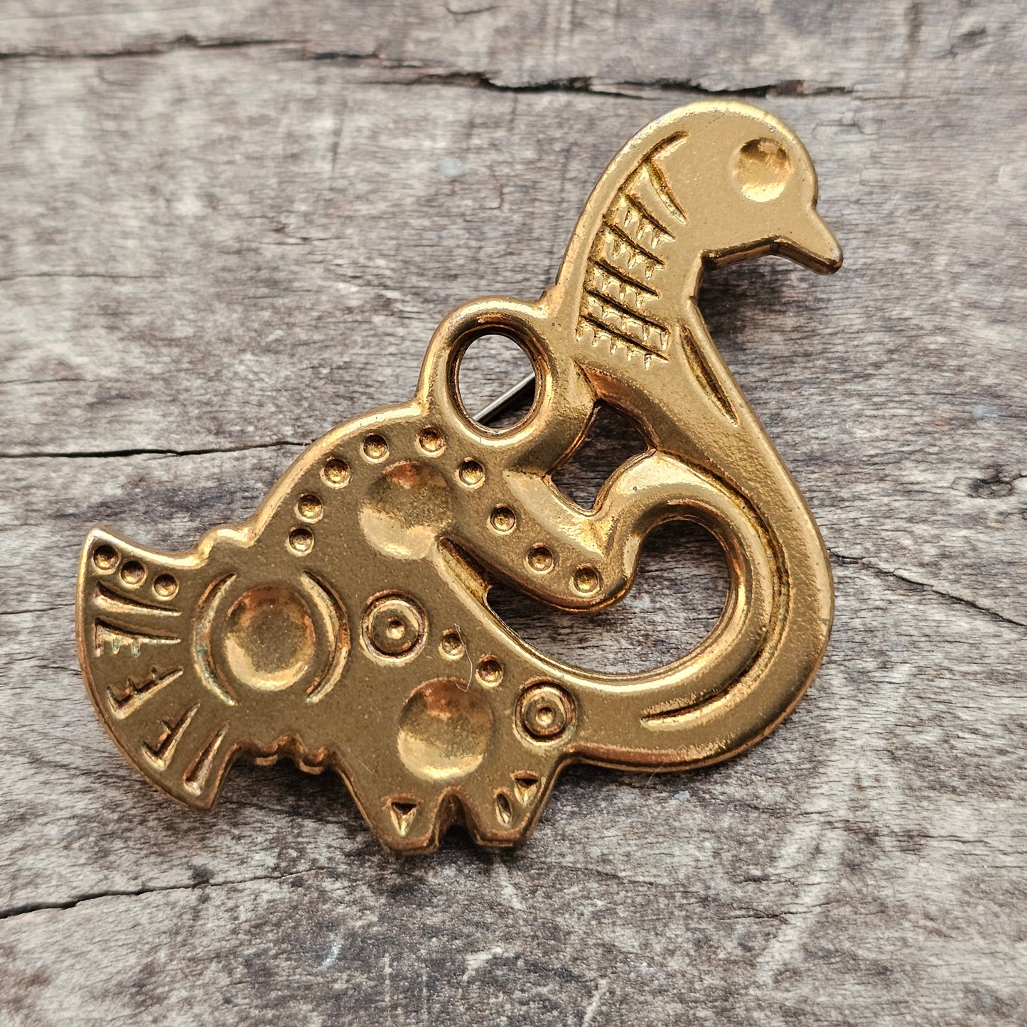 Kalevala Koru Middle Ages Style Bird of Tampere Bronze Brooch