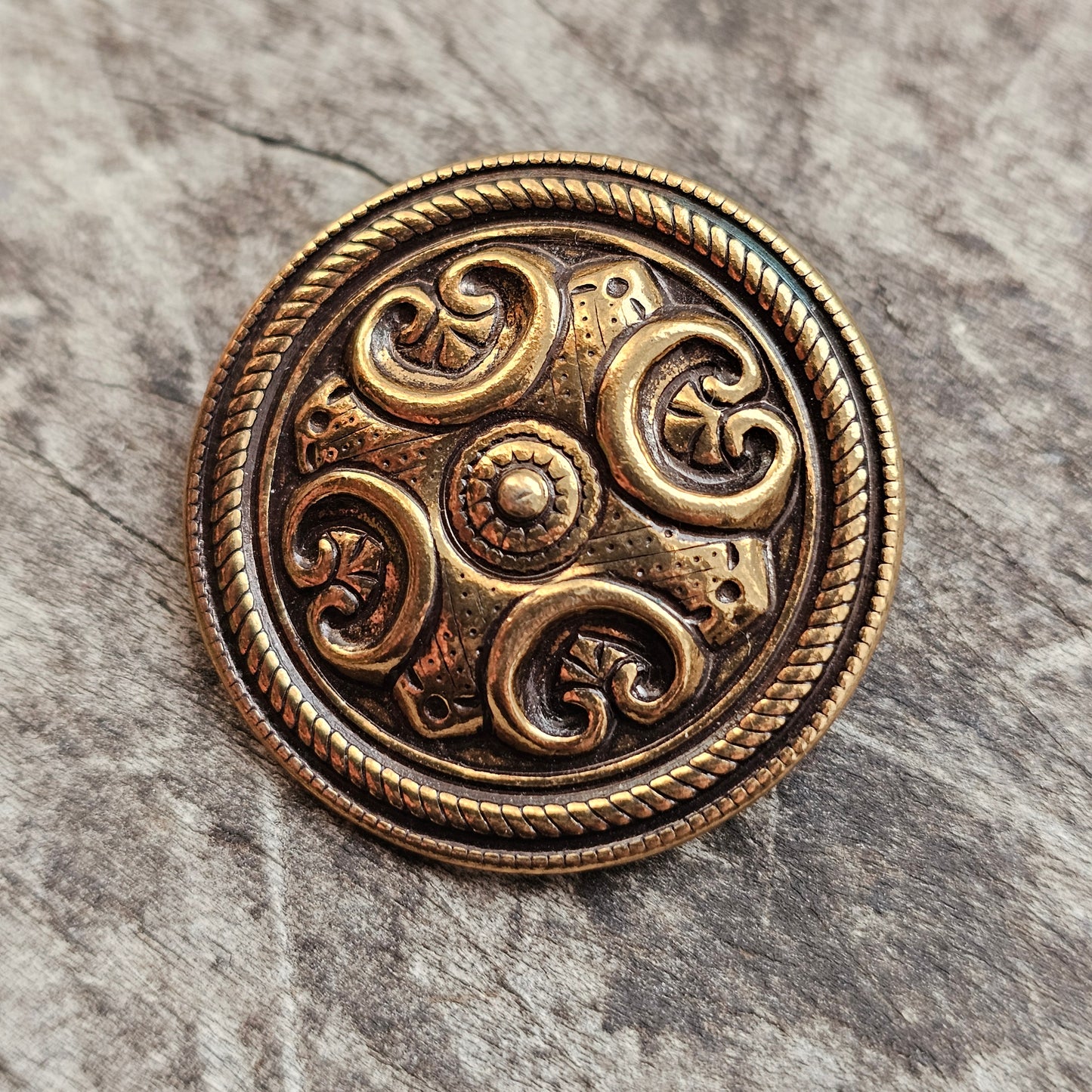 Small Finnish Kalevala Koru Middle Ages Style Räisälä Cross Bronze Brooch