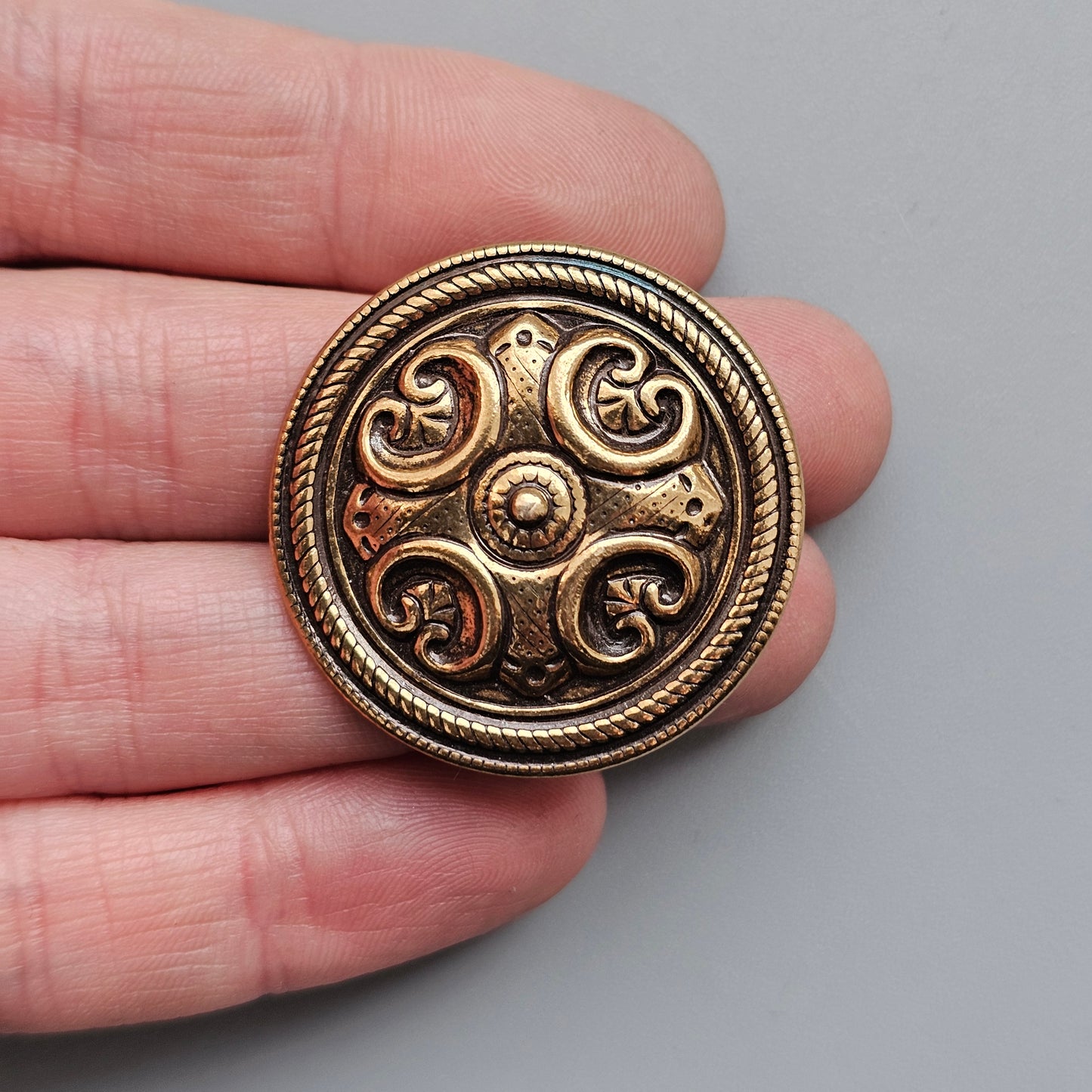 Small Finnish Kalevala Koru Middle Ages Style Räisälä Cross Bronze Brooch