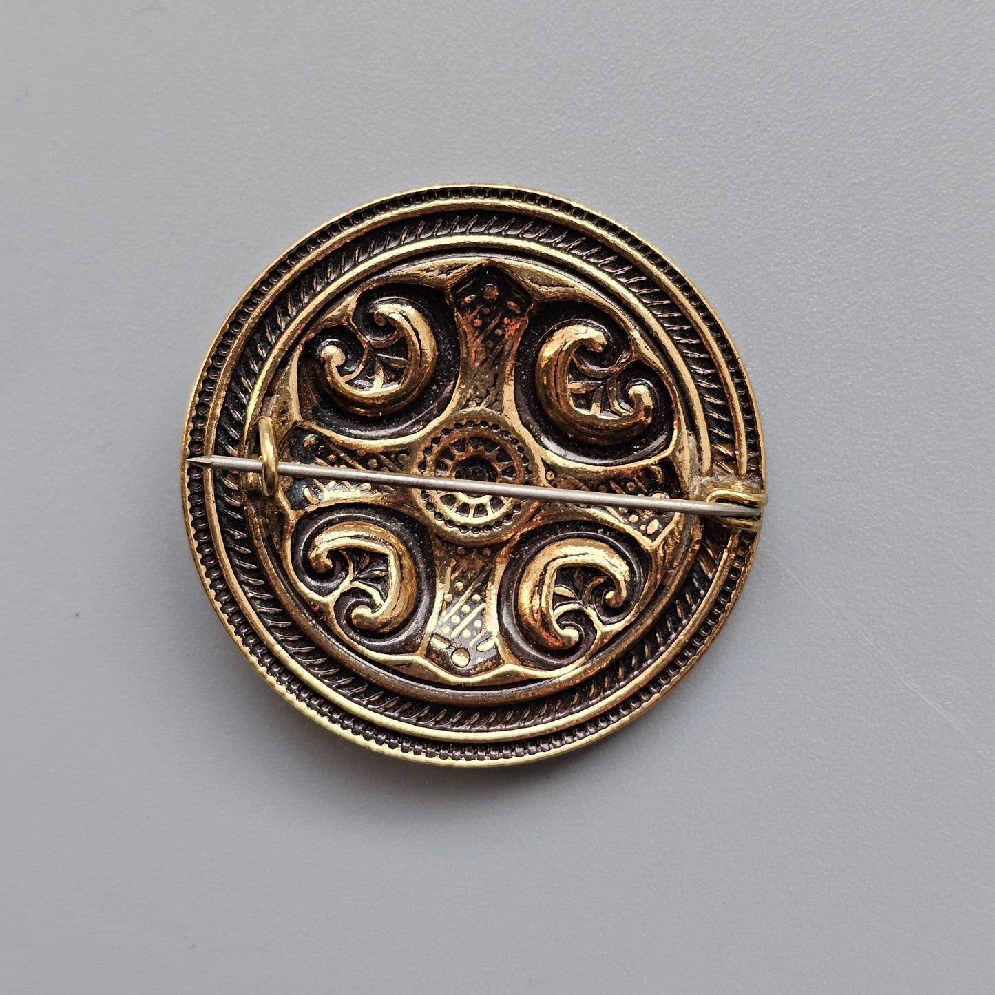 Small Finnish Kalevala Koru Middle Ages Style Räisälä Cross Bronze Brooch