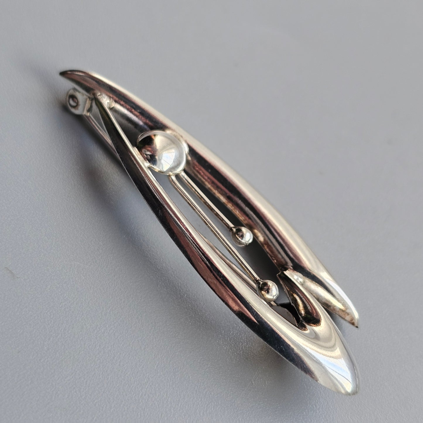 Vintage 1960s Finnish Modernist Silver Flower Brooch by Kultaseppä Salovaara 1967