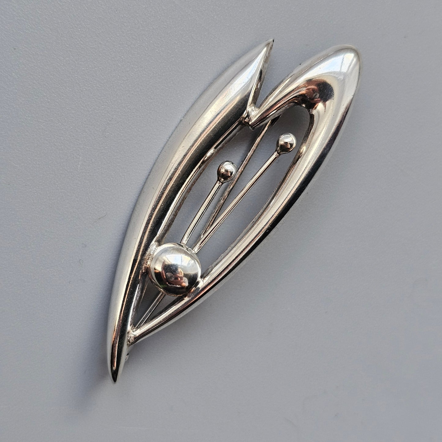 Vintage 1960s Finnish Modernist Silver Flower Brooch by Kultaseppä Salovaara 1967