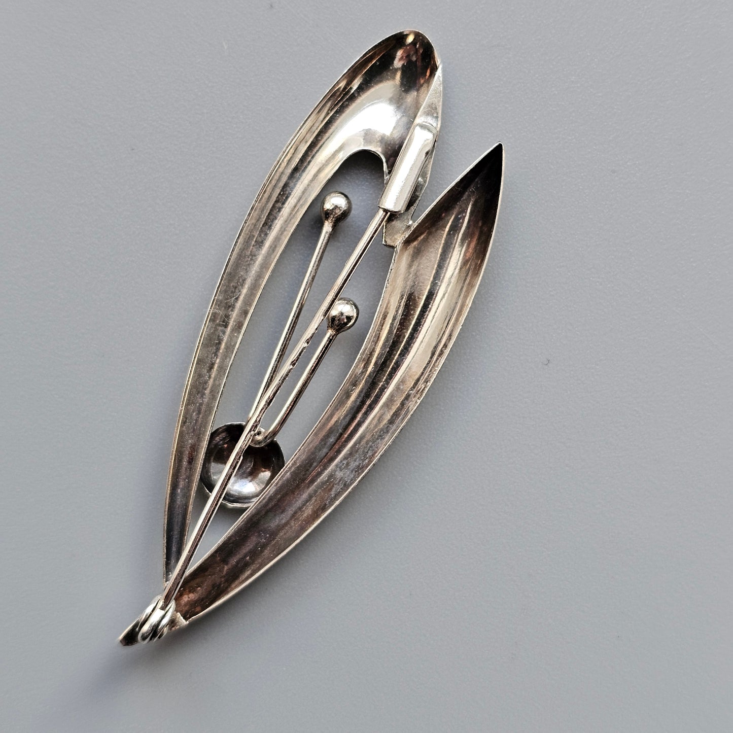 Vintage 1960s Finnish Modernist Silver Flower Brooch by Kultaseppä Salovaara 1967