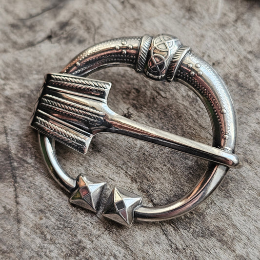 Vintage Kalevala Koru Virusmäki Silver Brooch – 11th Century Finnish Horseshoe Brooch Design, Viking Era Revival 1985