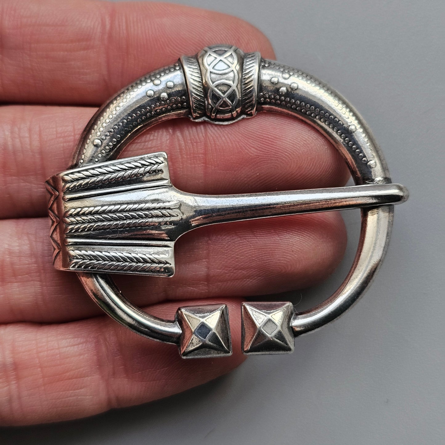 Vintage Kalevala Koru Virusmäki Silver Brooch – 11th Century Finnish Horseshoe Brooch Design, Viking Era Revival 1985