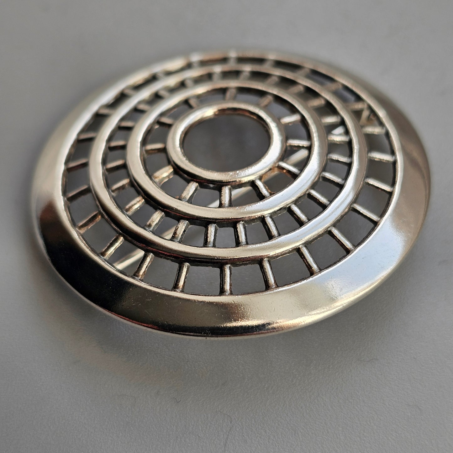 1960s Kalevala Koru Silver Brooch – Finnish Modernist Circular Design, Nordic Silver Jewelry 1965