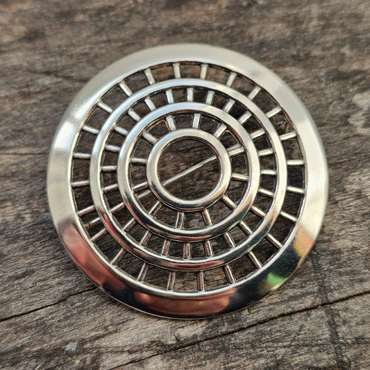 1960s Kalevala Koru Silver Brooch – Finnish Modernist Circular Design, Nordic Silver Jewelry 1965