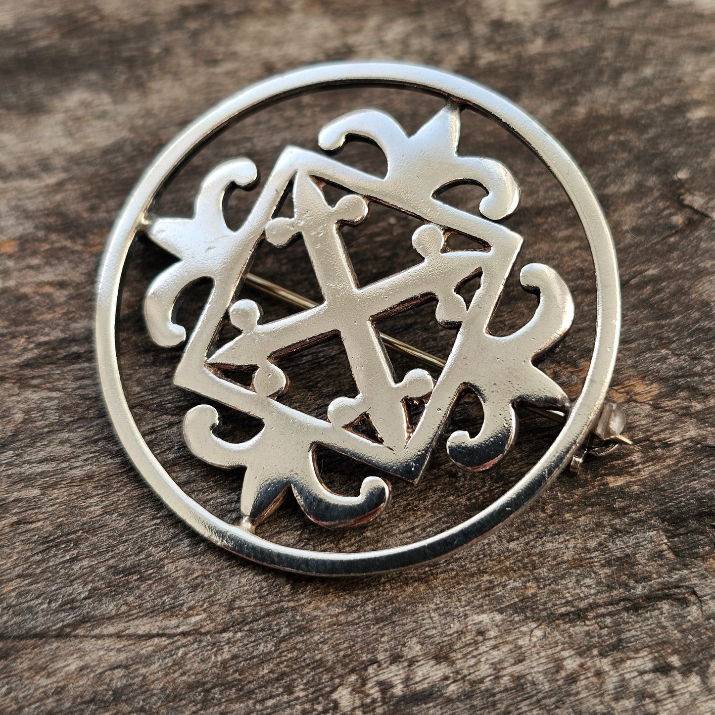 Vintage Malcolm Grey Ortak Sterling Silver St Magnus Brooch – Orkney, Scottish Design 1975