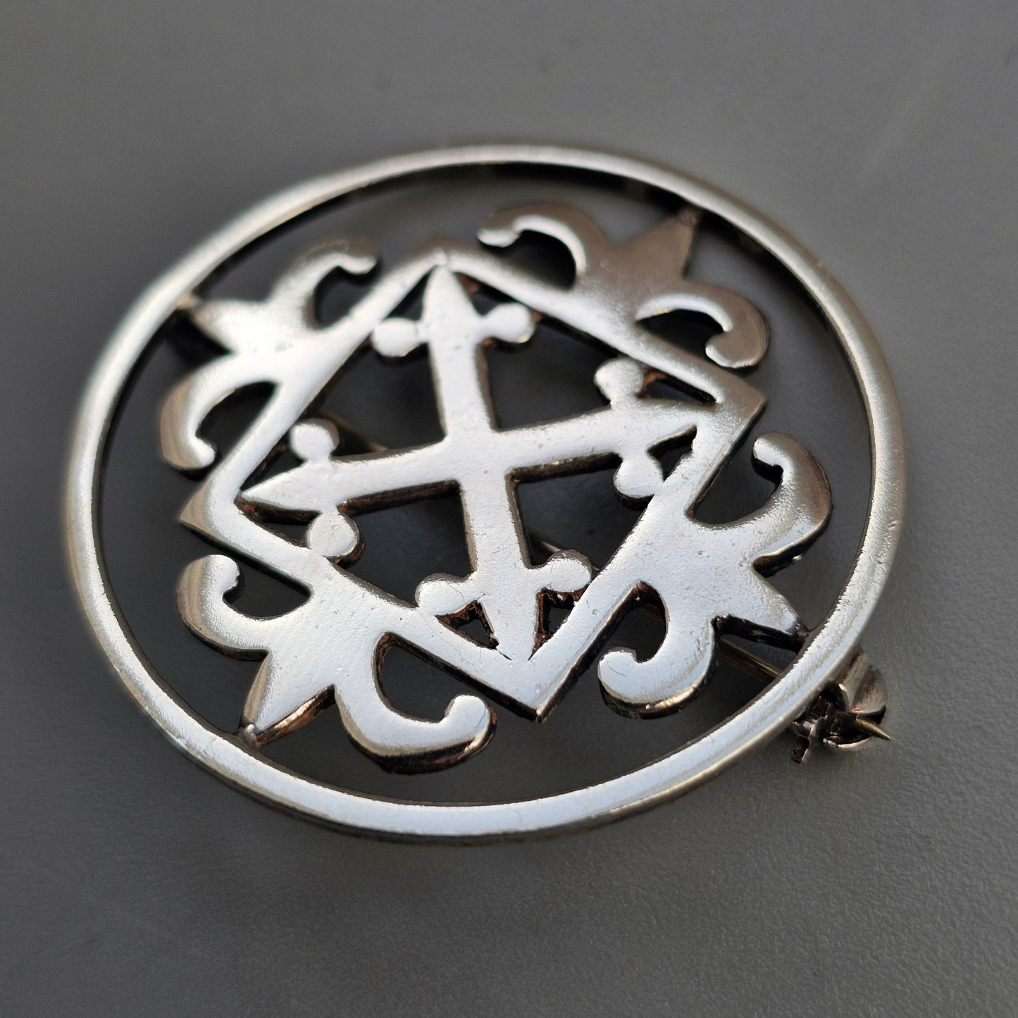 Vintage Malcolm Grey Ortak Sterling Silver St Magnus Brooch – Orkney, Scottish Design 1975