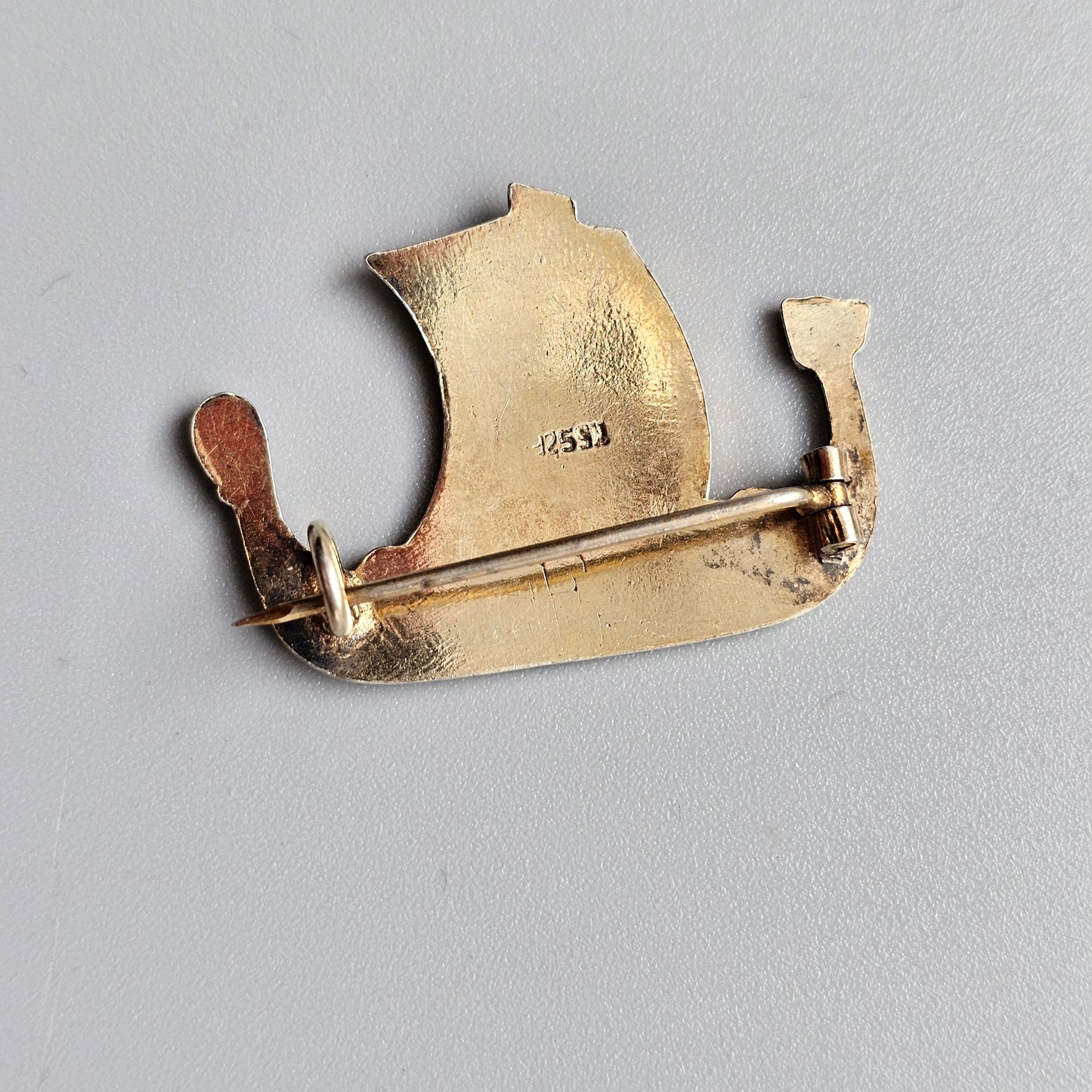 Vintage Norwegian Silver & Enamel Viking Ship Brooch – Edvin Kristiansen Norway