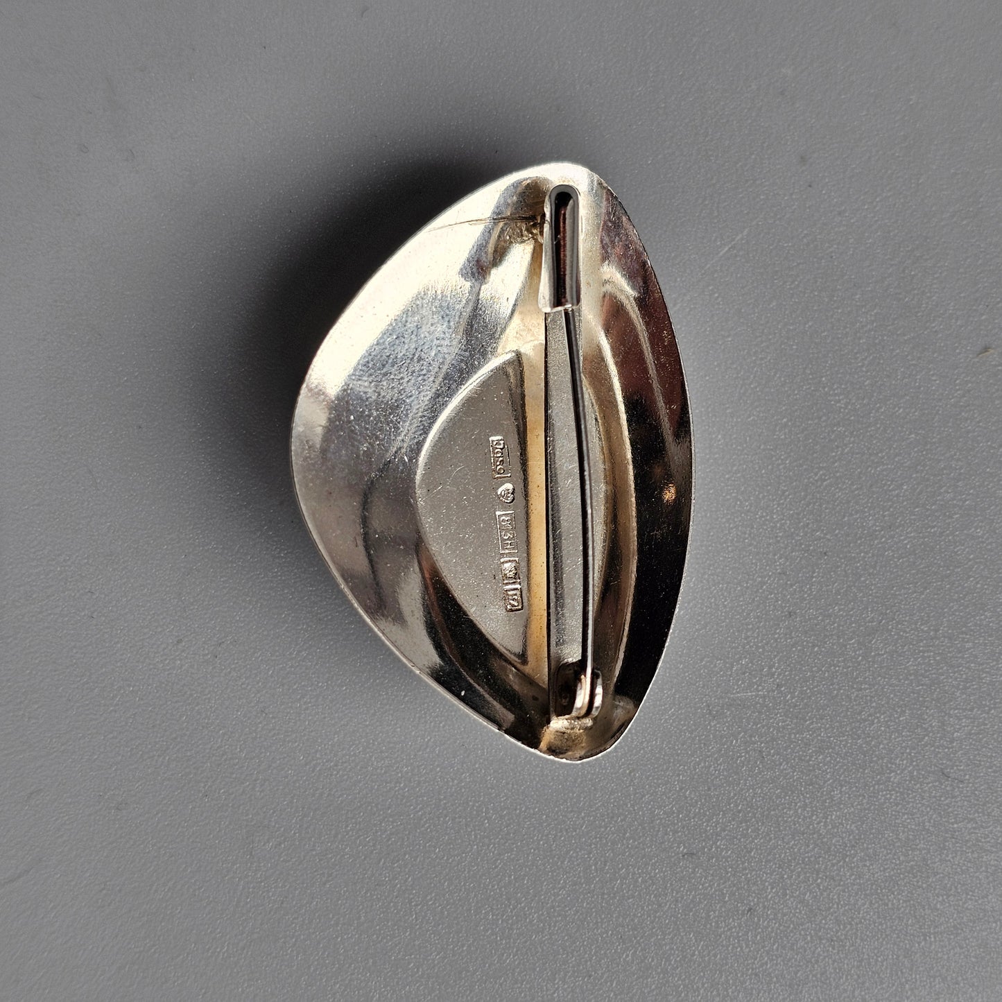 Vintage Finnish Modernist Silver & Tiger’s Eye Brooch by Jalosepot 1962 — 1960s