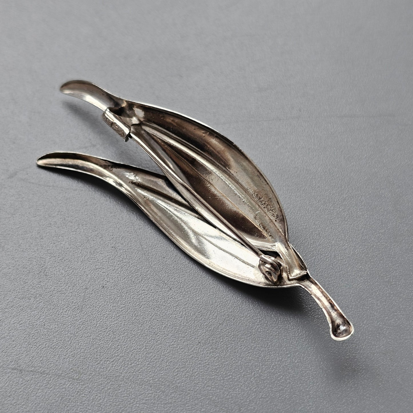 Vintage Finnish Modernist Silver Leaf Brooch by Erik Granit & Co 1962