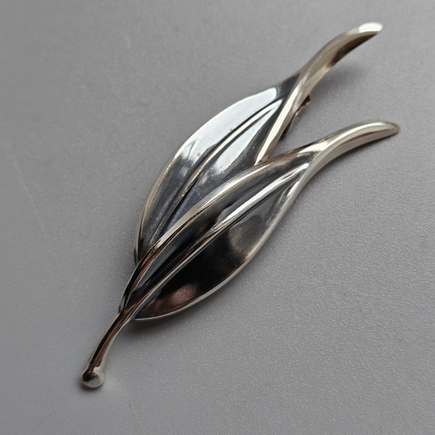 Vintage Finnish Modernist Silver Leaf Brooch by Erik Granit & Co 1962