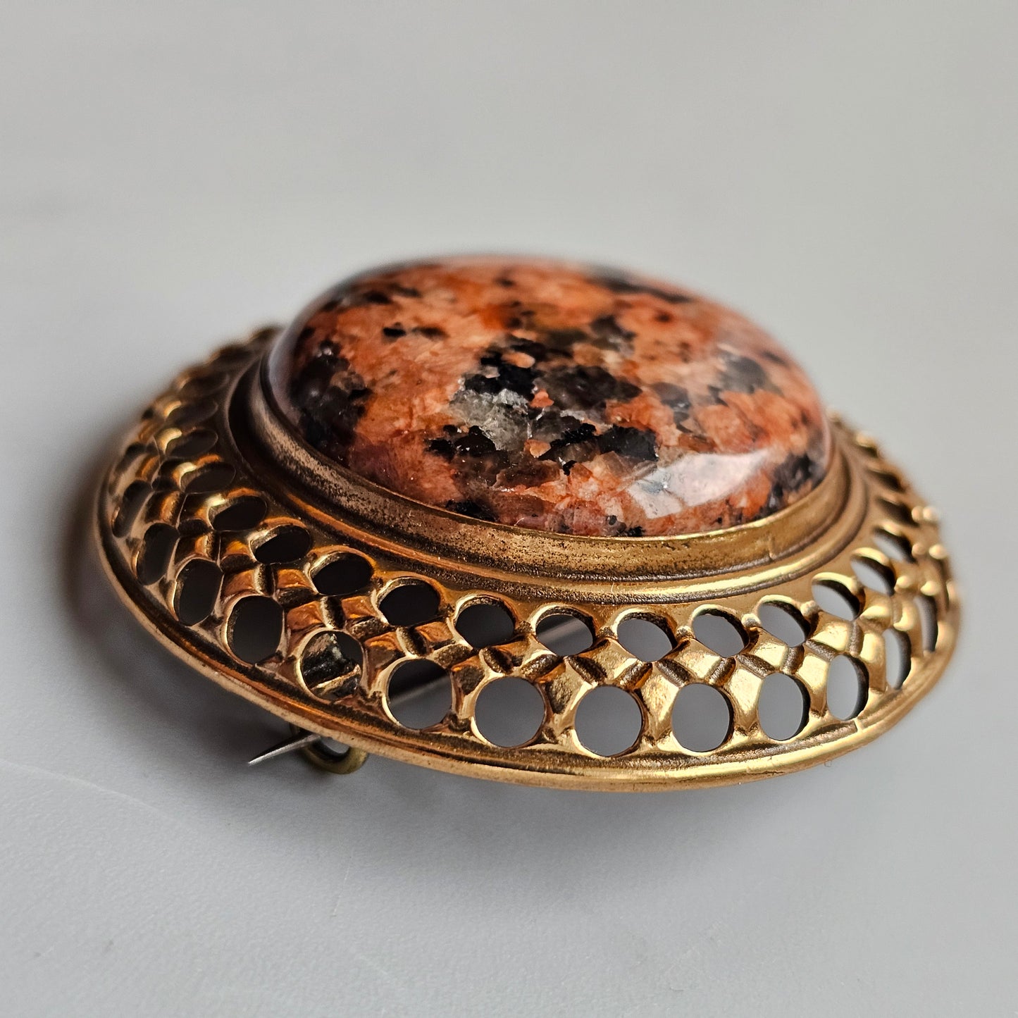 Vintage Kalevala Koru Bronze & Finnish Granite Brooch